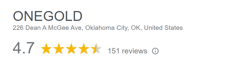 OneGold reviews on Google. They have 151 ratings.