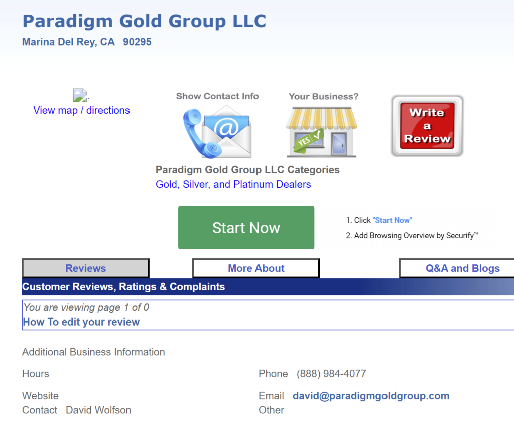 Paradigm Gold Group LLC reviews