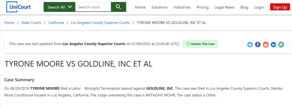 Goldline lawsuits on UniCourt 