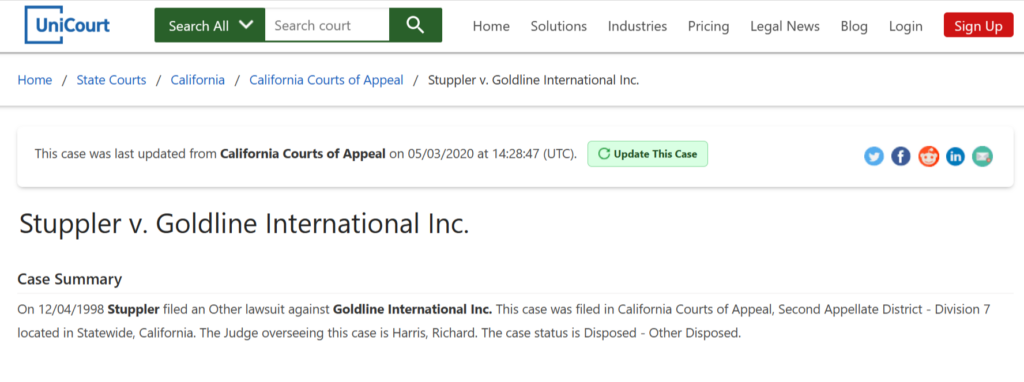 Stuppler filed a lawsuits against Goldline 