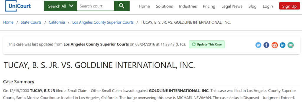 Goldline lawsuits on UniCourt 