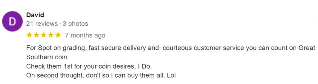 Positive Review of Great Souther Coins