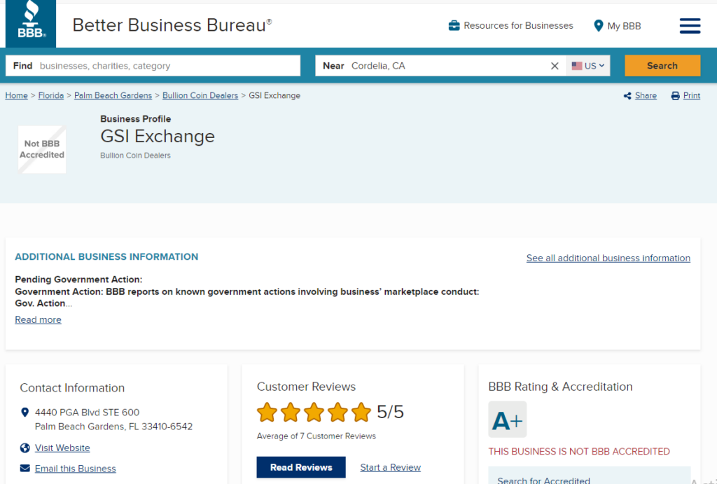 GSI Exchange BBB page