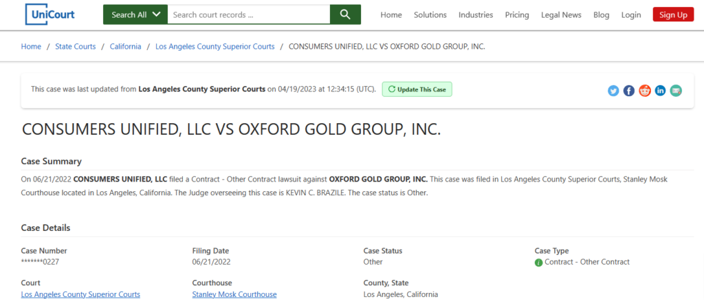 Oxford Gold Group lawsuit