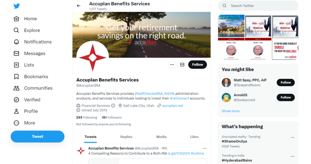 Accuplan Twitter Account 