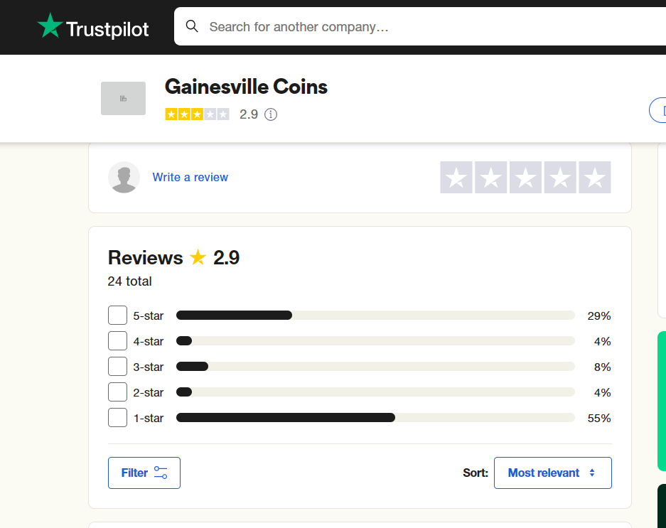 Gainesville Coins reviews & ratings on Trustpilot 