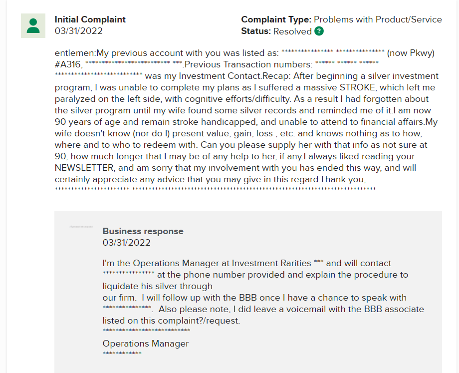 Investment Rarities Incorporated Complaint