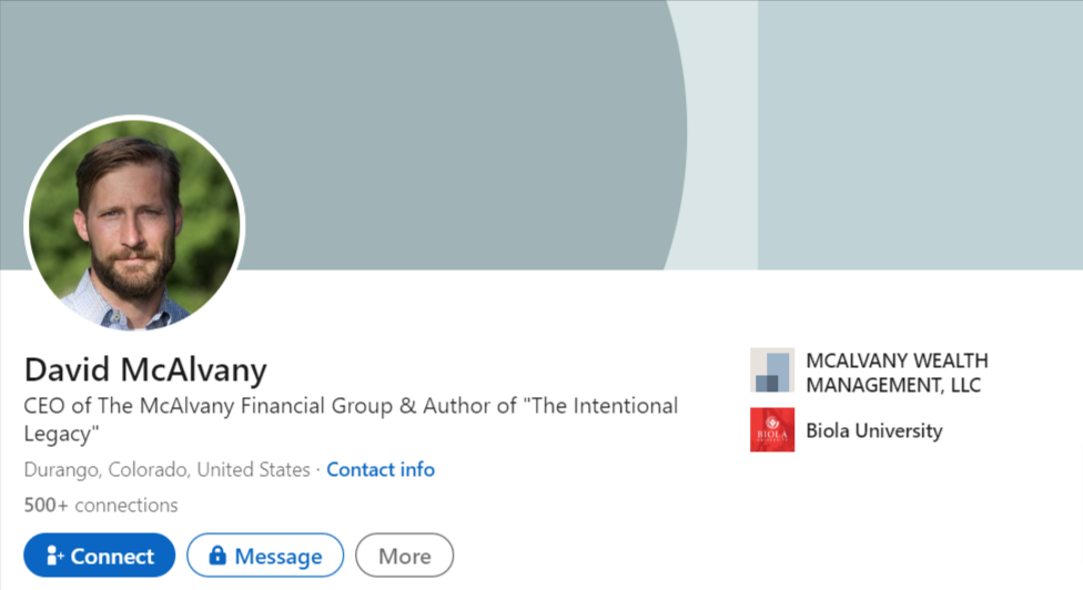 David McAlvany LinkedIn profile 