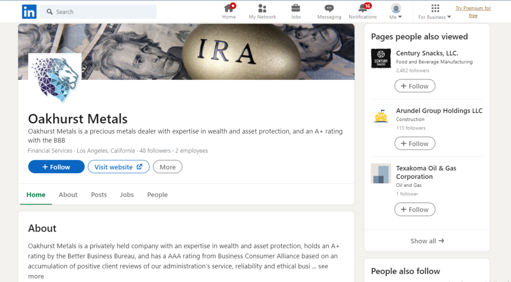 LinkedIn page