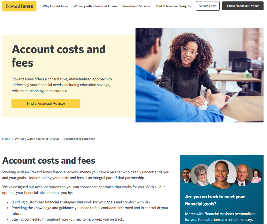 Edward Jones Investments fees & charges 