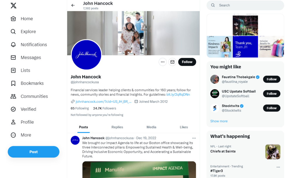 John Hancock Gold IRA Twitter Account 