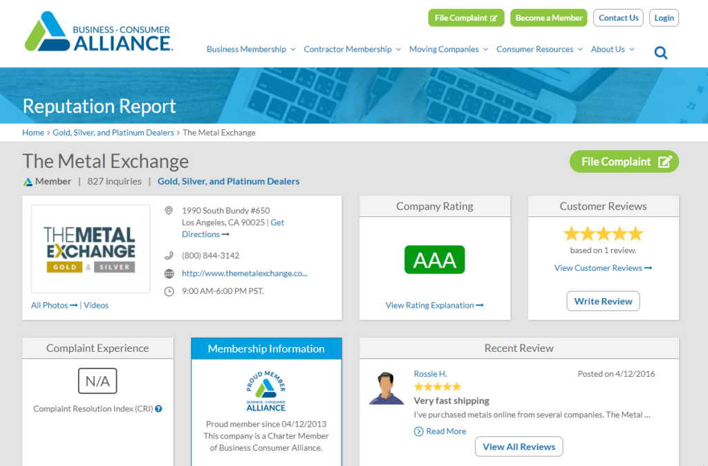 The Metal Exchange reviews and ratings on BCA