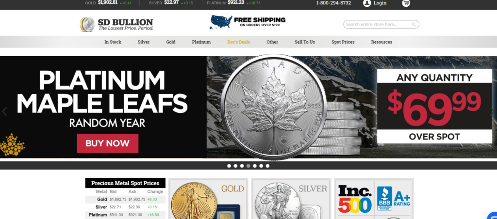 SD Bullion website 