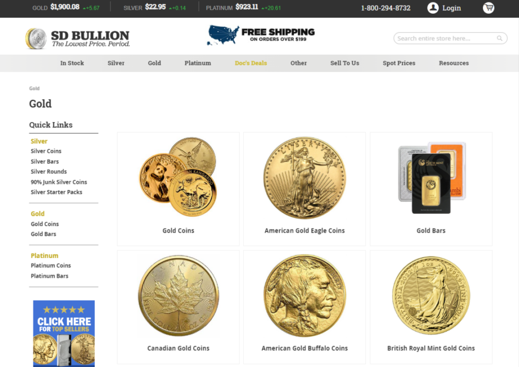 SD Bullion products 