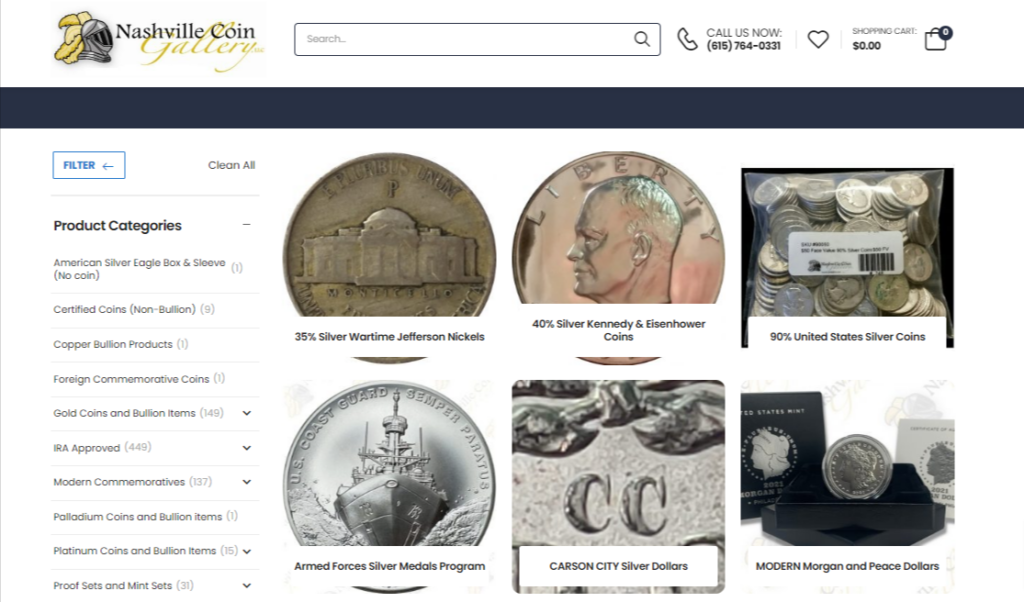 Nashville Coin Gallery Silver coins 
