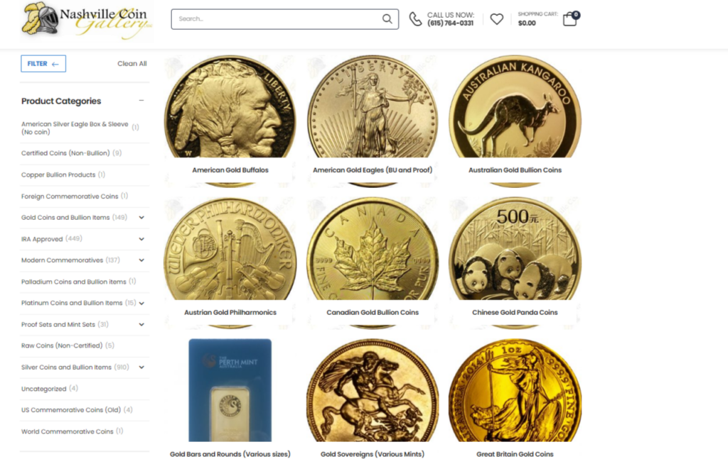 Nashville Coin Gallery Gold Coins 