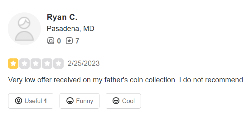 Frederick Coin Exchange Customer complaint 