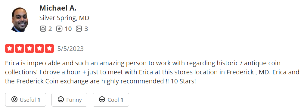 Frederick Coin Exchange Customer review 