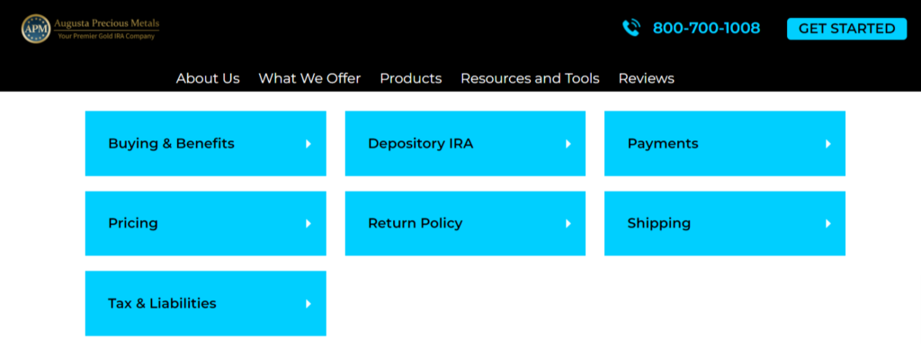 Augusta Gold IRA fees and charges 