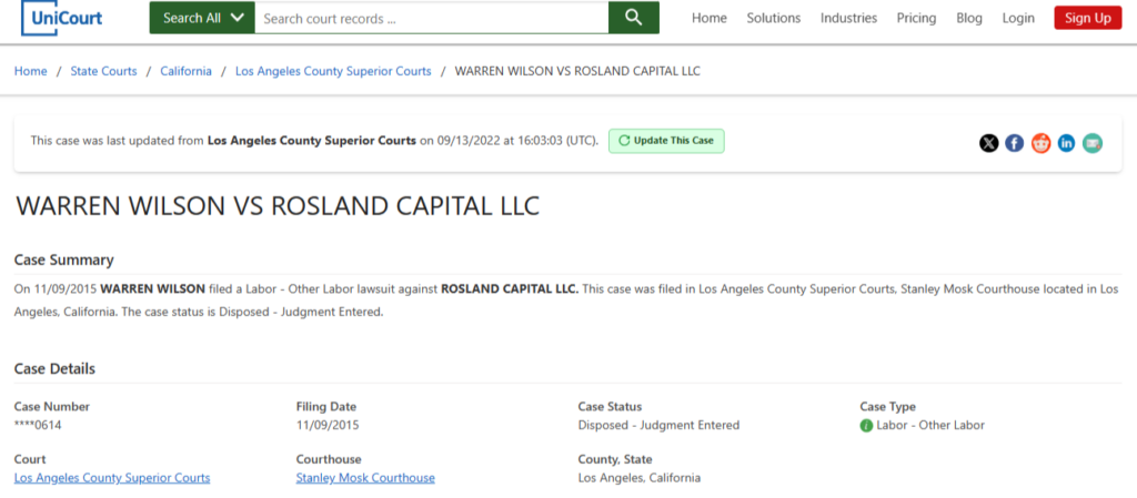 Rosland  lawsuit 