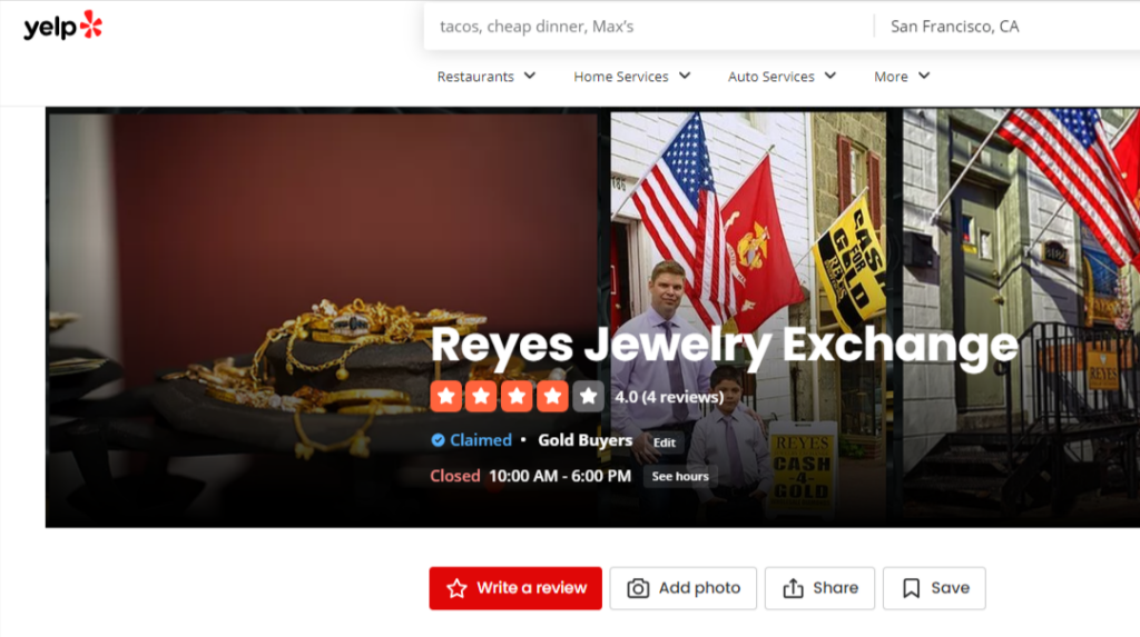 Reyes Jewelry Exchange reviews on Yelp