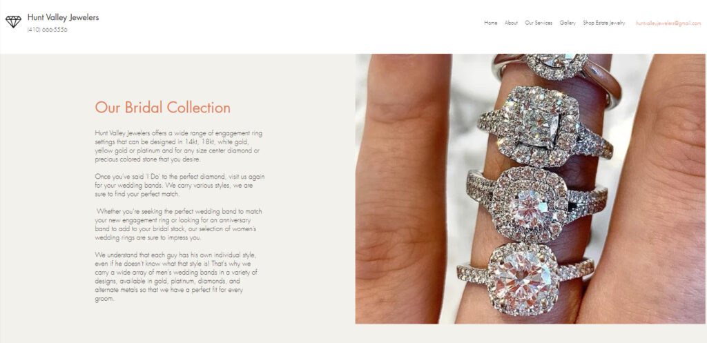 Hunt Valley Jewelers website