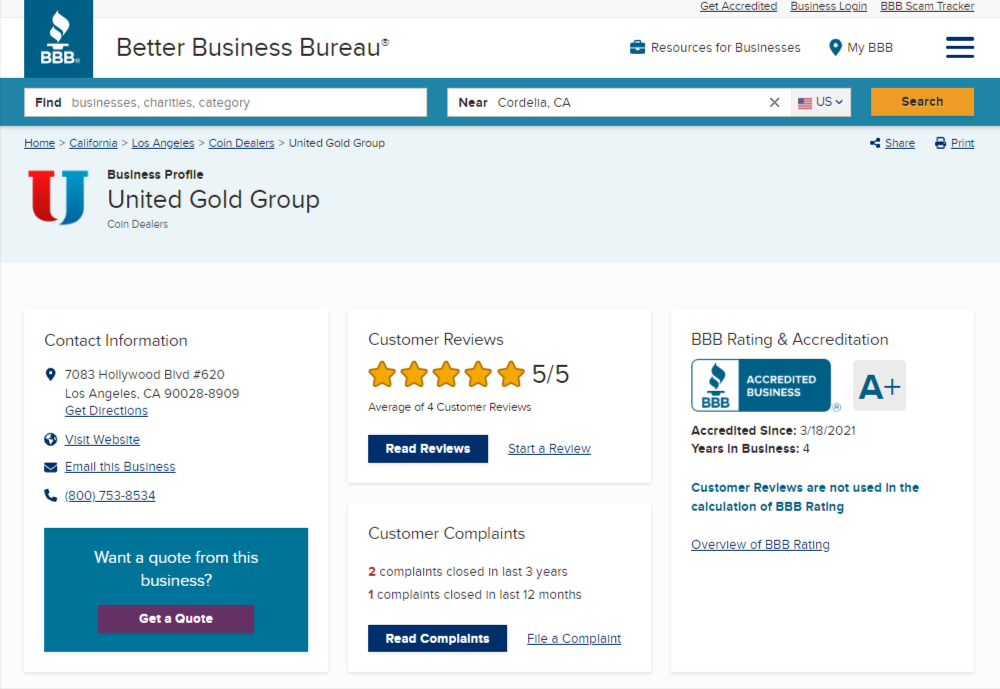 United Gold Group reviews and ratings on BBB