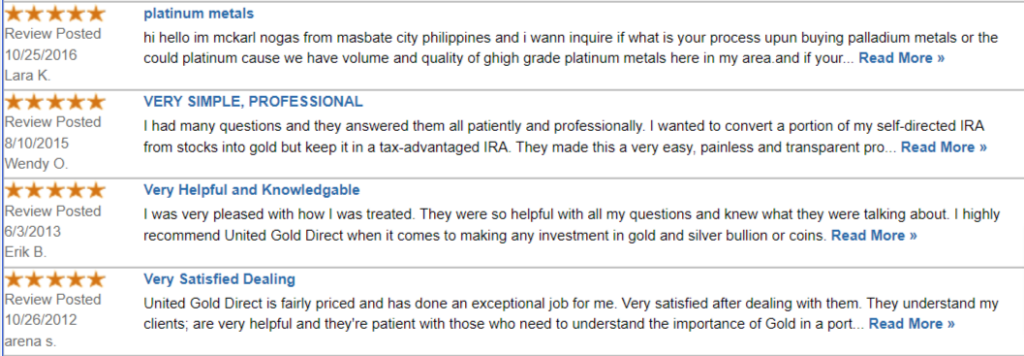 United Gold Group customers reviews 
