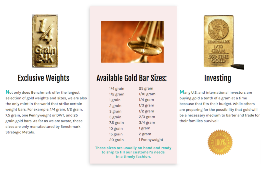 Benchmark Strategic Metals Gold Bars
